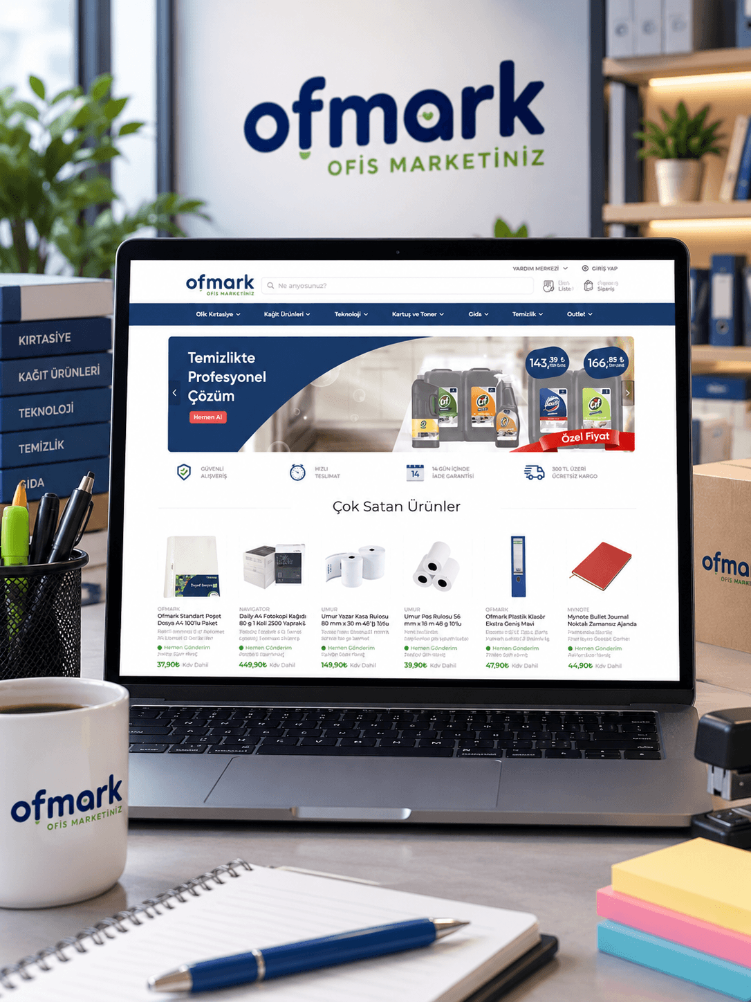 Ofmark için geliştirilen B2B ve B2C e-ticaret ve kurumsal tedarik platformu.